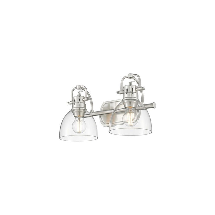 Golden Lighting Duncan 2-Light Vanity Light, Pewter/Clear Glass
