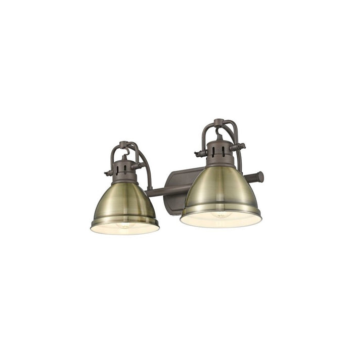 Golden Duncan 2-Light Vanity Light, Rubbed Bronze/Aged Brass