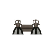 Golden Duncan 2-Light Vanity Light, Rubbed Bronze/Black - 3602-BA2RBZ-BK