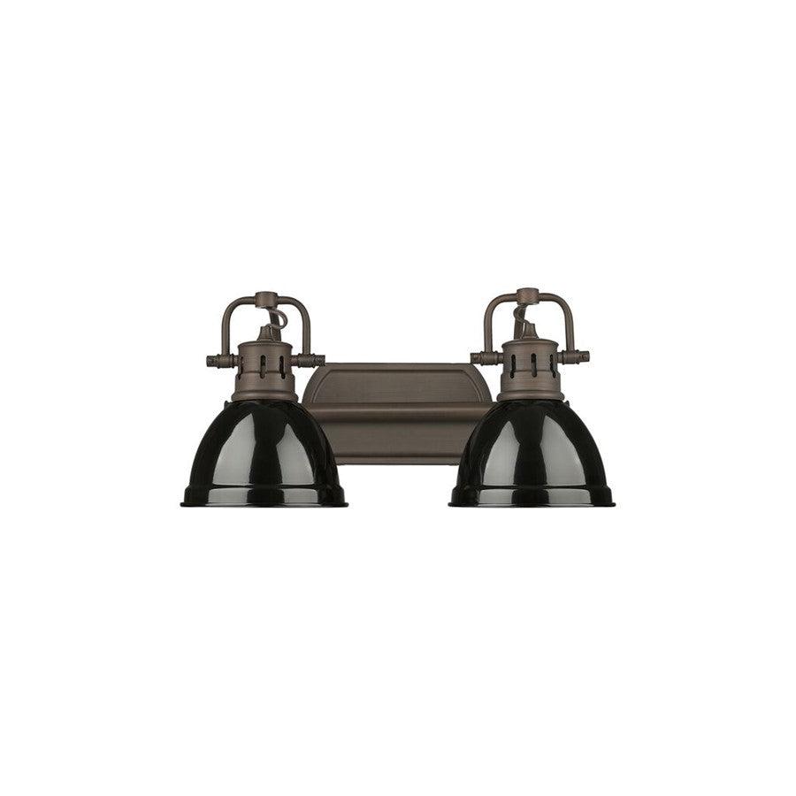 Golden Duncan 2-Light Vanity Light, Rubbed Bronze/Black - 3602-BA2RBZ-BK