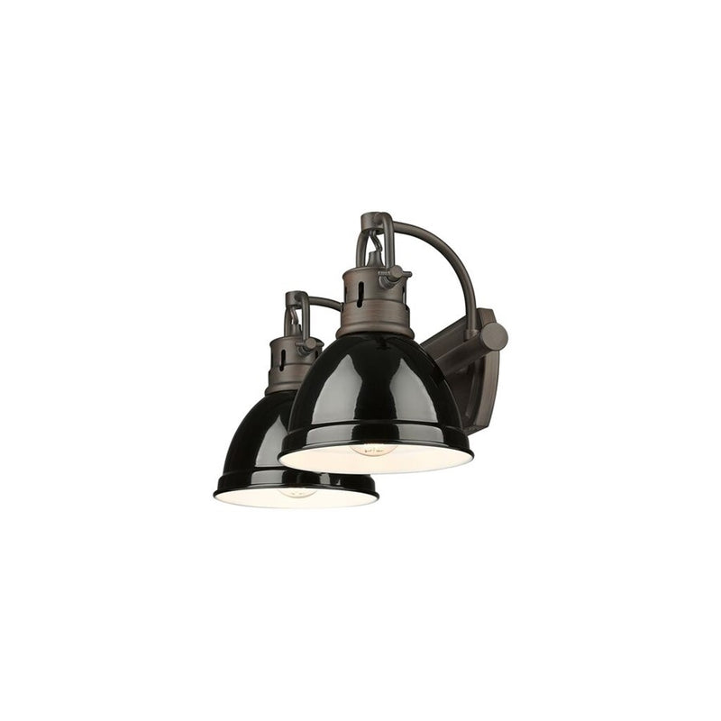 Golden Duncan 2-Light Vanity Light, Rubbed Bronze/Black