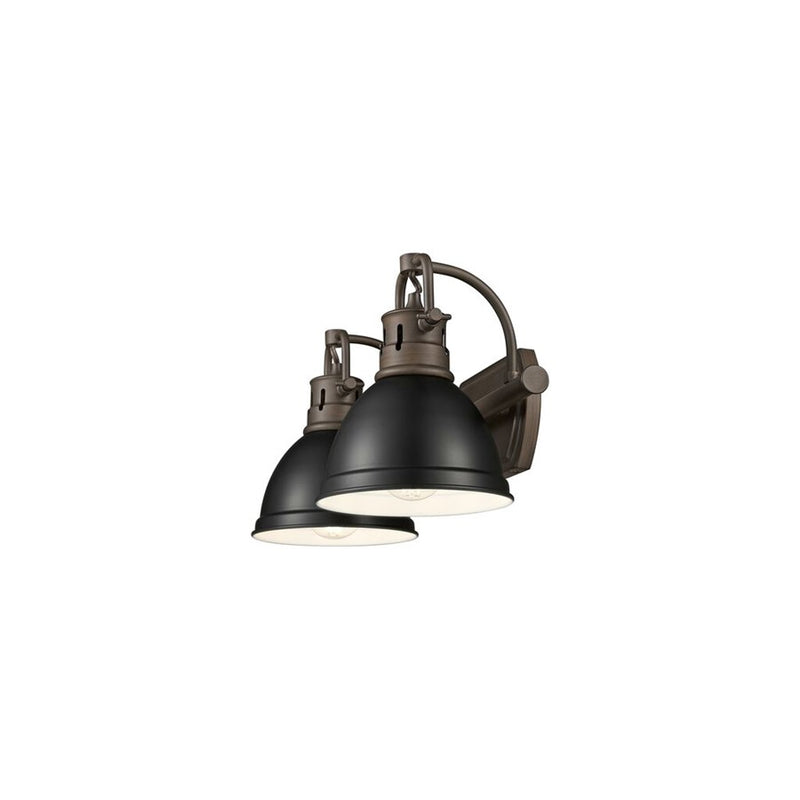 Golden Duncan 2-Light Vanity Light, Rubbed Bronze/Matte Black