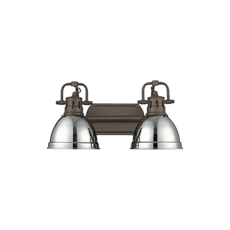Golden Duncan 2-Light Vanity Light, Rubbed Bronze/Chrome - 3602-BA2RBZ-CH