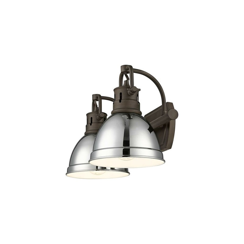 Golden Duncan 2-Light Vanity Light, Rubbed Bronze/Chrome