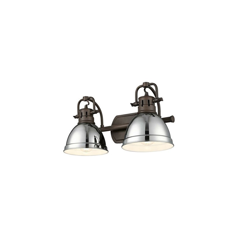 Golden Duncan 2-Light Vanity Light, Rubbed Bronze/Chrome