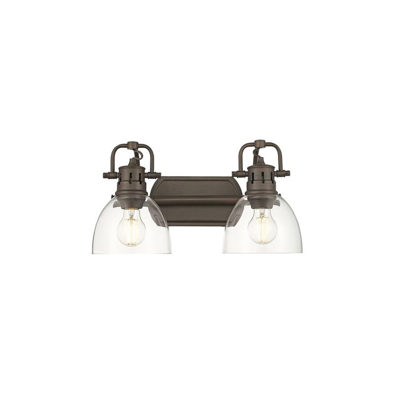 Golden Duncan 2-Light Vanity Light, Rubbed Bronze/Clear Glass - 3602-BA2RBZ-CLR