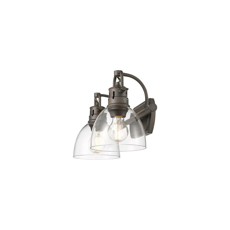 Golden Duncan 2-Light Vanity Light, Rubbed Bronze/Clear Glass