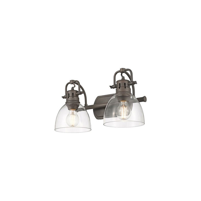 Golden Duncan 2-Light Vanity Light, Rubbed Bronze/Clear Glass