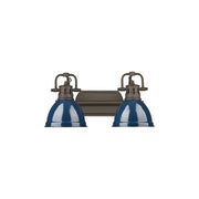 Golden Duncan 2-Light Vanity Light, Rubbed Bronze/Navy Blue - 3602-BA2RBZ-NVY