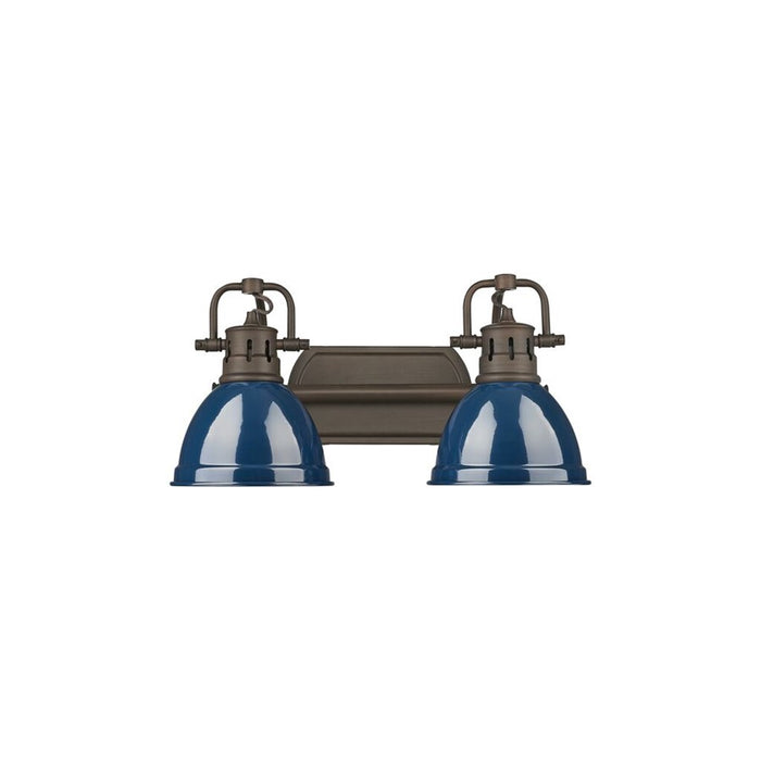 Golden Duncan 2-Light Vanity Light, Rubbed Bronze/Navy Blue - 3602-BA2RBZ-NVY