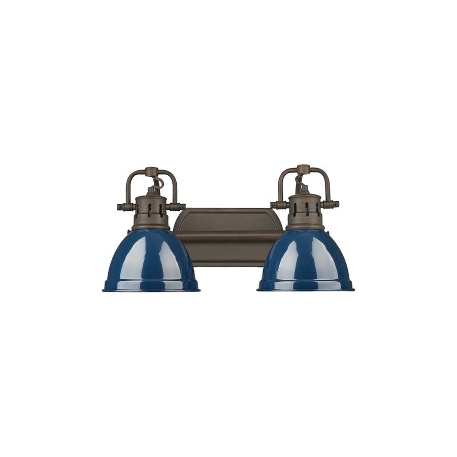Golden Duncan 2-Light Vanity Light, Rubbed Bronze/Navy Blue - 3602-BA2RBZ-NVY