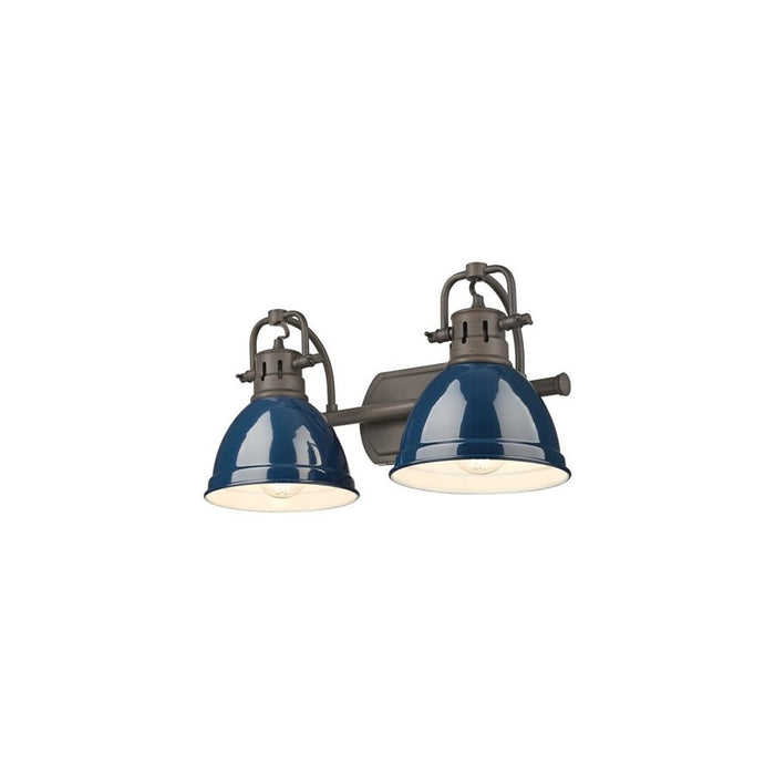 Golden Duncan 2-Light Vanity Light, Rubbed Bronze/Navy Blue
