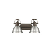 Golden Duncan 2-Light Vanity Light, Rubbed Bronze/Pewter - 3602-BA2RBZ-PW