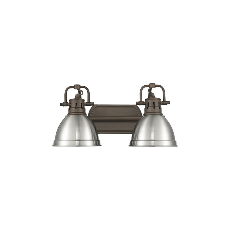Golden Duncan 2-Light Vanity Light, Rubbed Bronze/Pewter - 3602-BA2RBZ-PW