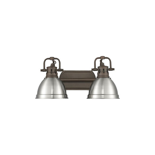 Golden Duncan 2-Light Vanity Light, Rubbed Bronze/Pewter - 3602-BA2RBZ-PW