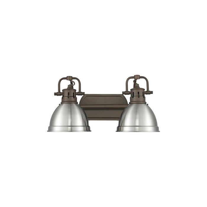 Golden Duncan 2-Light Vanity Light, Rubbed Bronze/Pewter - 3602-BA2RBZ-PW