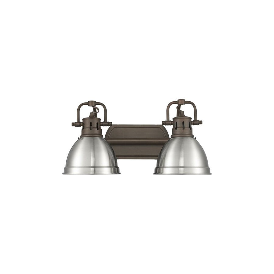 Golden Duncan 2-Light Vanity Light, Rubbed Bronze/Pewter - 3602-BA2RBZ-PW