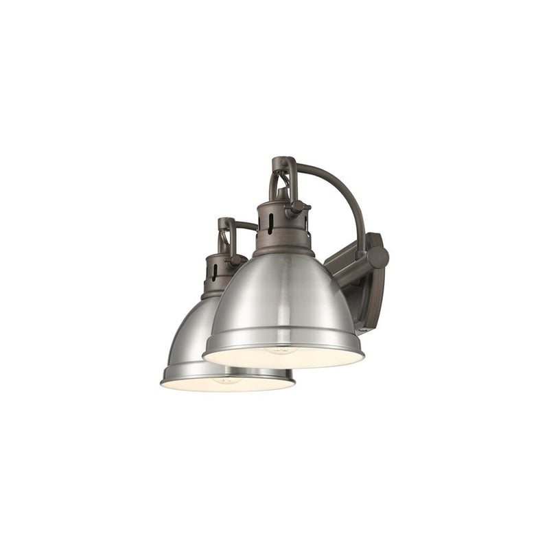 Golden Duncan 2-Light Vanity Light, Rubbed Bronze/Pewter