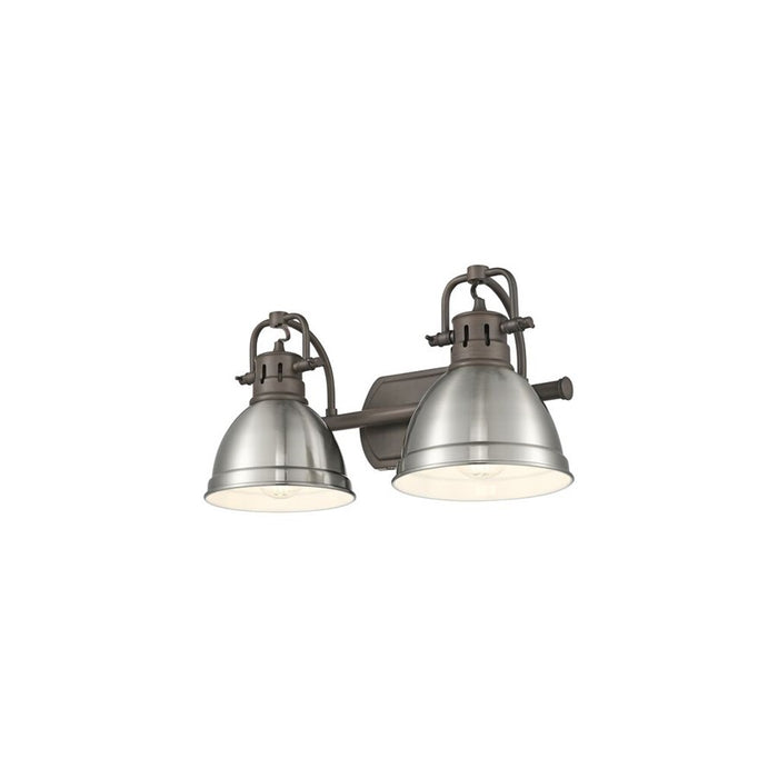 Golden Duncan 2-Light Vanity Light, Rubbed Bronze/Pewter