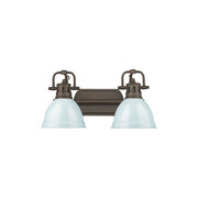 Golden Duncan 2-Light Vanity Light, Rubbed Bronze/Seafoam - 3602-BA2RBZ-SF
