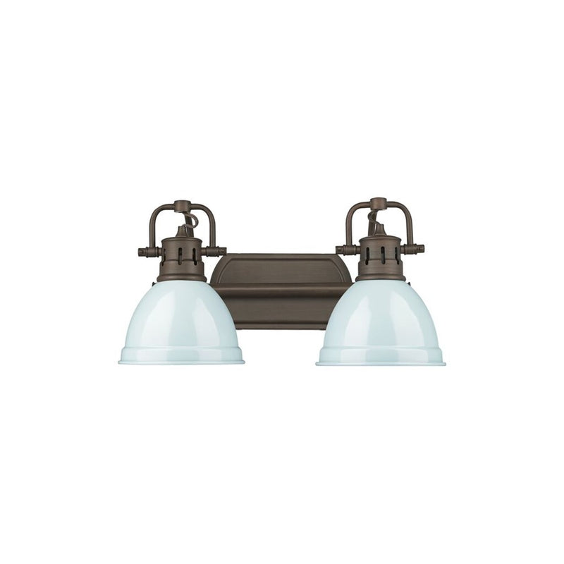 Golden Duncan 2-Light Vanity Light, Rubbed Bronze/Seafoam - 3602-BA2RBZ-SF