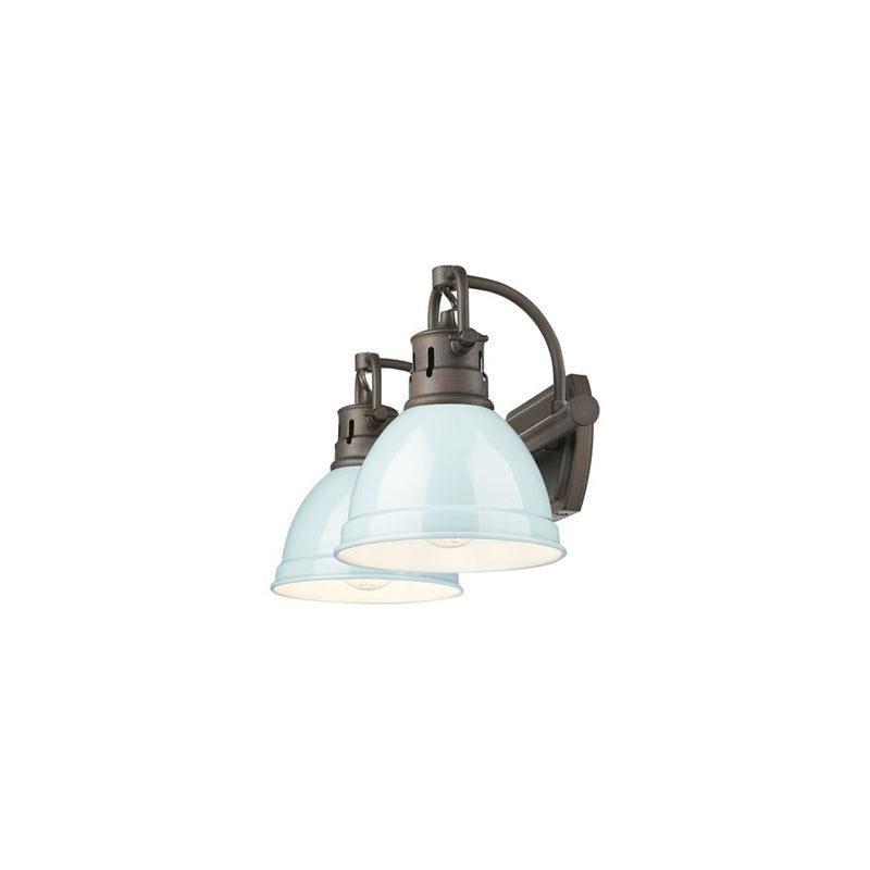 Golden Duncan 2-Light Vanity Light, Rubbed Bronze/Seafoam