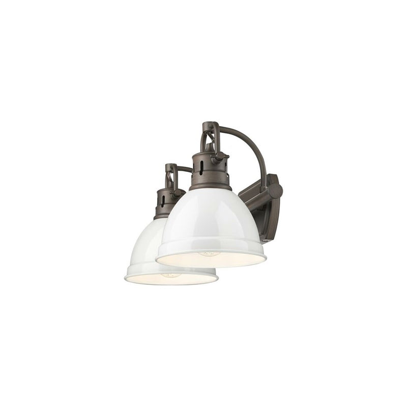 Golden Duncan 2-Light Vanity Light, Rubbed Bronze/White - 3602-BA2RBZ-WH