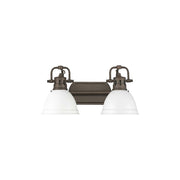 Golden Duncan 2-Light Vanity Light, Rubbed Bronze/Matte White - 3602-BA2RBZ-WHT