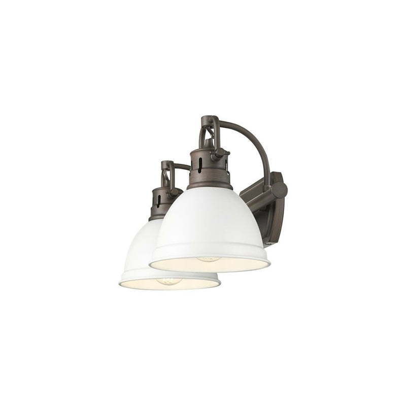 Golden Duncan 2-Light Vanity Light, Rubbed Bronze/Matte White