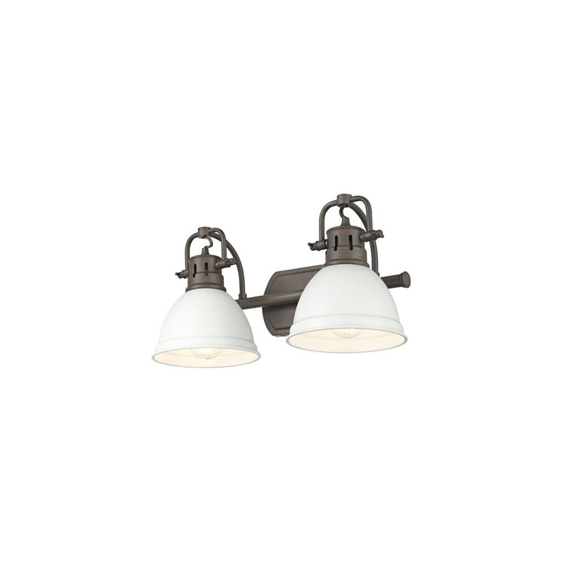 Golden Duncan 2-Light Vanity Light, Rubbed Bronze/Matte White