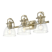 Golden Lighting Duncan 24.5in 3-Light Vanity Light | Farmhouse Aged Brass and Clear Glass | Bathroom Vanity | Model 3602-BA3 AB-CLR