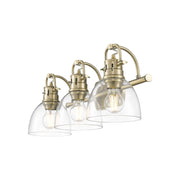 Golden Lighting Duncan 24.5in 3-Light Vanity Light | Farmhouse Aged Brass and Clear Glass | Bathroom Vanity | Model 3602-BA3 AB-CLR