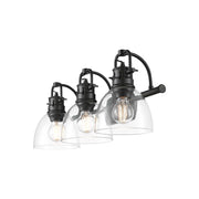 Golden Lighting Duncan 3-Light Vanity Light | Farmhouse Matte Black and Clear Glass | Bathroom & Powder Room | Model 3602-BA3 BLK-CLR