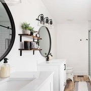 Golden Lighting Duncan 3-Light Vanity Light | Farmhouse Matte Black and Clear Glass | Bathroom & Powder Room | Model 3602-BA3 BLK-CLR