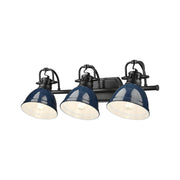Golden Lighting Duncan 24in 3-Light Vanity Light | Farmhouse Matte Black and Navy Blue Steel | Bathroom | Model 3602-BA3 BLK-NVY