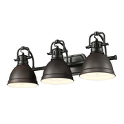 Golden Lighting Duncan 24in 3-Light Vanity Light | Farmhouse Matte Black and Rubbed Bronze Steel | Bathroom Vanity | Model 3602-BA3 BLK-RBZ