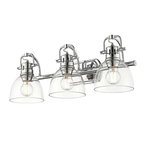 Golden Lighting Duncan 24in 3-Light Vanity Light | Farmhouse Chrome and Clear Glass | Bathroom Vanity & Powder Room | Model 3602-BA3 CH-CLR