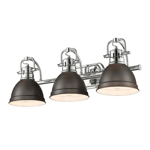 Golden Lighting Duncan 24in 3-Light Vanity Light | Farmhouse Chrome and Rubbed Bronze Steel | Bathroom | 24.5 x 8.25 x 8.5 in | Model 3602-BA3 CH-RBZ