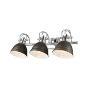 Golden Lighting Duncan 24in 3-Light Vanity Light | Farmhouse Chrome and Rubbed Bronze Steel | Bathroom | 24.5 x 8.25 x 8.5 in | Model 3602-BA3 CH-RBZ