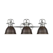 Golden Lighting Duncan 24in 3-Light Vanity Light | Farmhouse Chrome and Rubbed Bronze Steel | Bathroom | 24.5 x 8.25 x 8.5 in | Model 3602-BA3 CH-RBZ