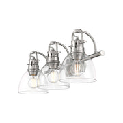 Golden Lighting Duncan 24in 3-Light Vanity Light | Farmhouse Pewter and Clear Glass | Bathroom Vanity & Powder Room | Model 3602-BA3 PW-CLR