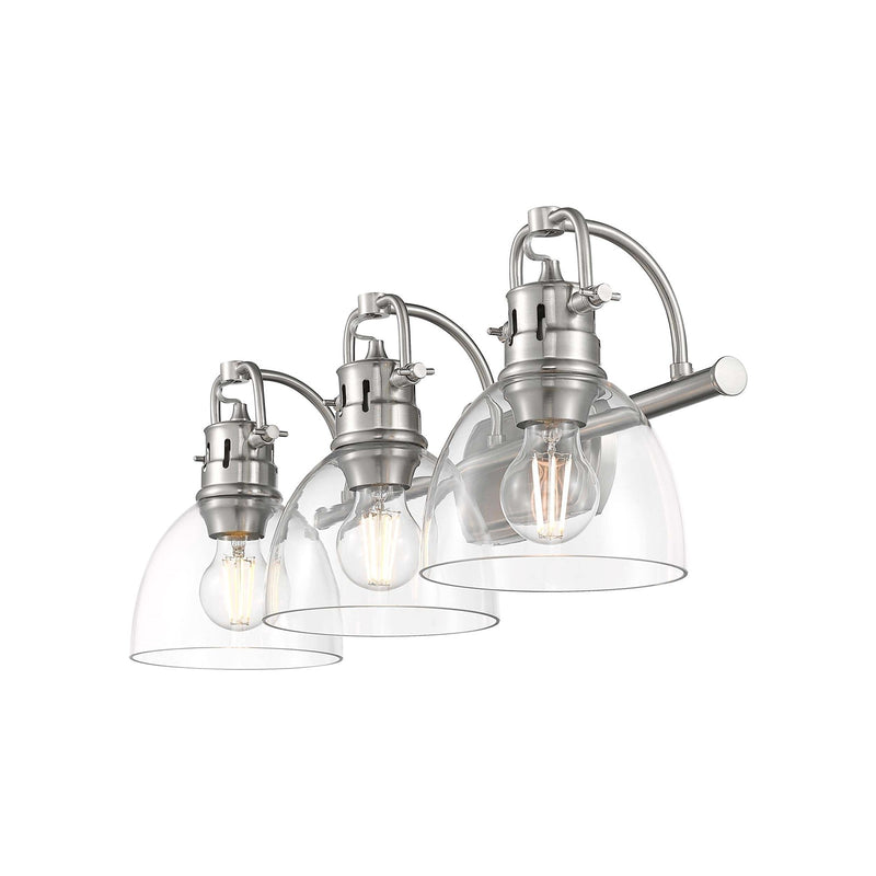 Golden Lighting Duncan 24in 3-Light Vanity Light | Farmhouse Pewter and Clear Glass | Bathroom Vanity & Powder Room | Model 3602-BA3 PW-CLR