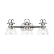 Golden Lighting Duncan 24in 3-Light Vanity Light | Farmhouse Pewter and Clear Glass | Bathroom Vanity & Powder Room | Model 3602-BA3 PW-CLR