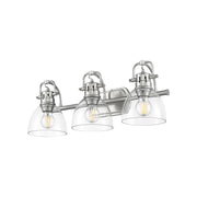 Golden Lighting Duncan 24in 3-Light Vanity Light | Farmhouse Pewter and Clear Glass | Bathroom Vanity & Powder Room | Model 3602-BA3 PW-CLR