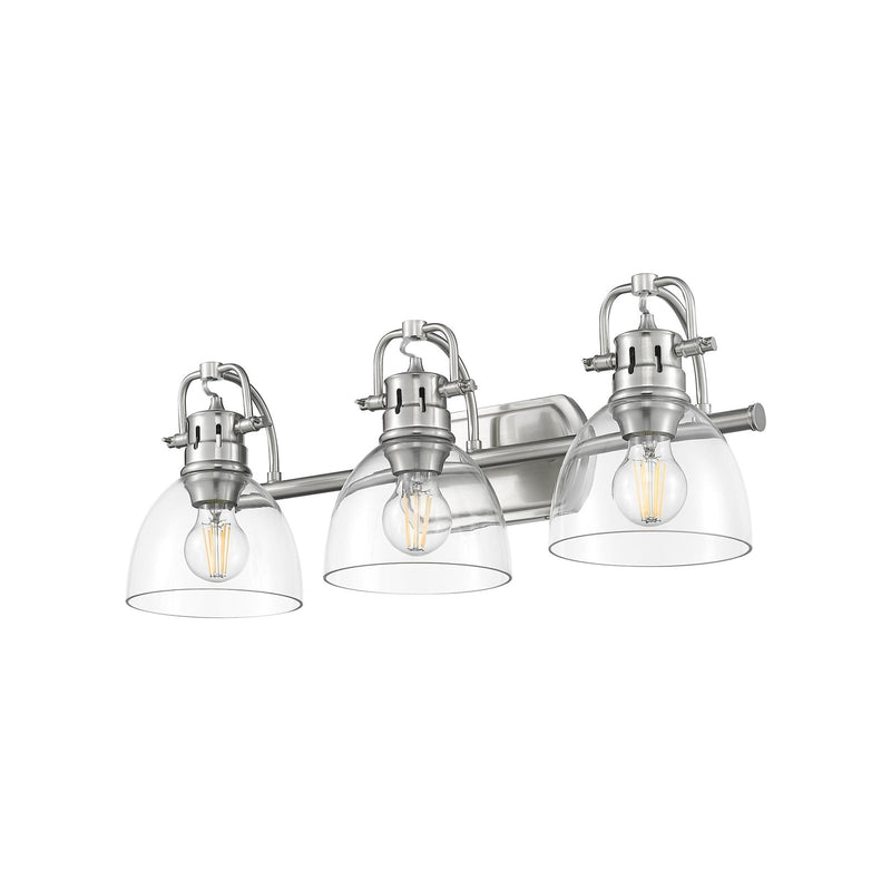 Golden Lighting Duncan 24in 3-Light Vanity Light | Farmhouse Pewter and Clear Glass | Bathroom Vanity & Powder Room | Model 3602-BA3 PW-CLR