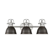 Golden Lighting Duncan 24in 3-Light Vanity Light | Farmhouse Pewter and Rubbed Bronze Steel | Bathroom Vanity | Model 3602-BA3 PW-RBZ
