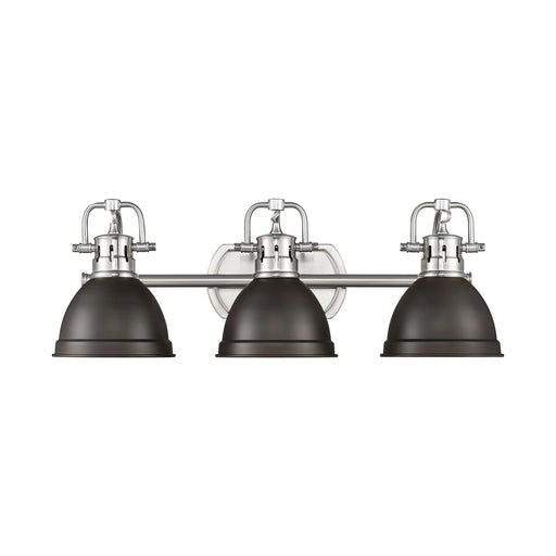 Golden Lighting Duncan 24in 3-Light Vanity Light | Farmhouse Pewter and Rubbed Bronze Steel | Bathroom Vanity | Model 3602-BA3 PW-RBZ