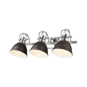 Golden Lighting Duncan 24in 3-Light Vanity Light | Farmhouse Pewter and Rubbed Bronze Steel | Bathroom Vanity | Model 3602-BA3 PW-RBZ
