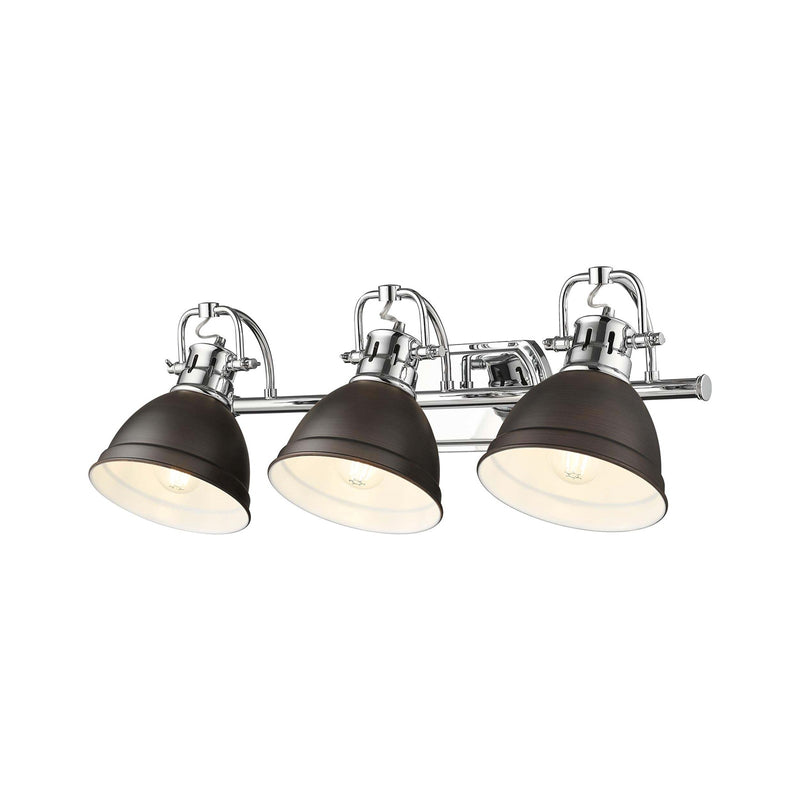 Golden Lighting Duncan 24in 3-Light Vanity Light | Farmhouse Pewter and Rubbed Bronze Steel | Bathroom Vanity | Model 3602-BA3 PW-RBZ