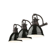 Golden Lighting Duncan 24in 3-Light Vanity Light | Farmhouse Rubbed Bronze and Black Steel | Bathroom Vanity | Model 3602-BA3 RBZ-BK